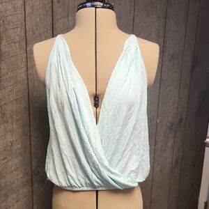 Tobi Light Blue Draped Blouse